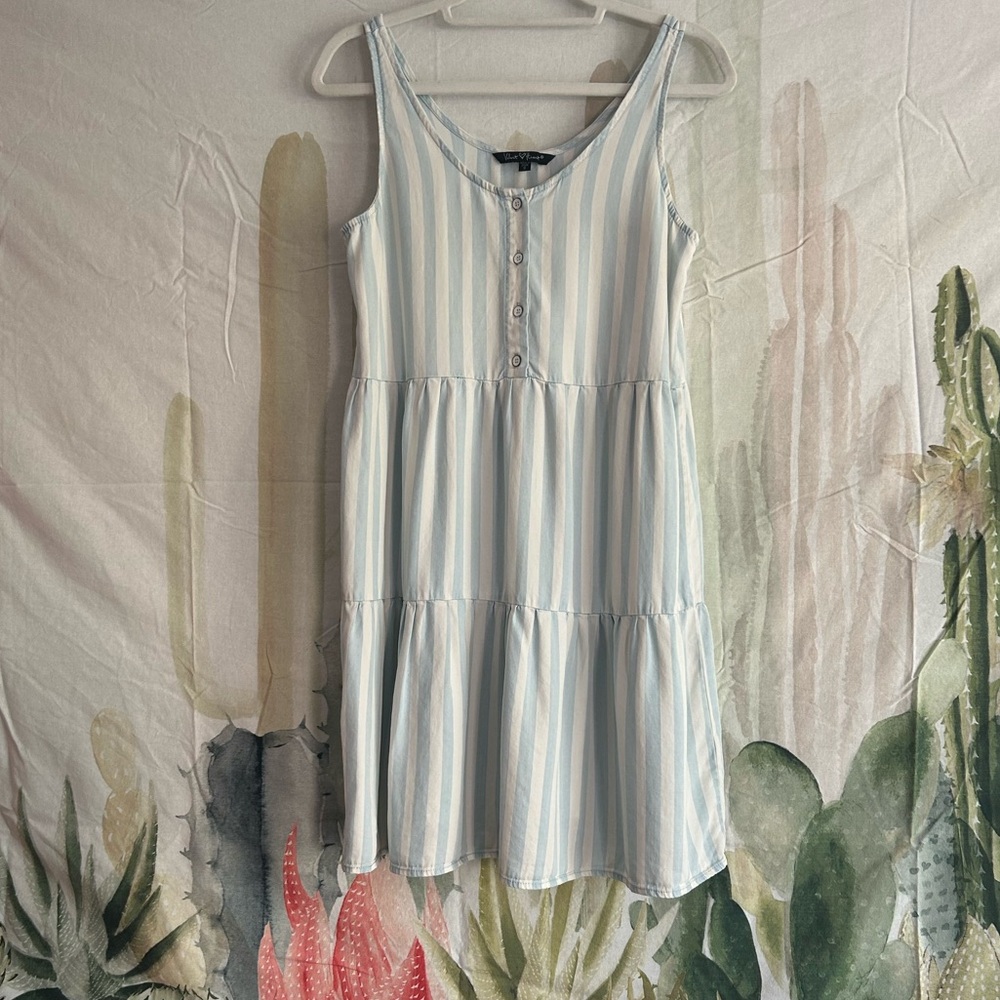 Velvet Heart Baby Blue Striped Sleeveless Dress